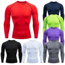 Camiseta de compresión para correr para hombre, camisa deportiva de manga apretado largo para entrenamiento, Jogging, ropa deportiva para gimnasio, ajuste seco, Rashgard