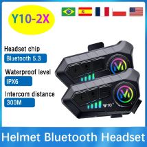 Y10-2X 1/2Pcs Motorrad Helm Bluetooth Headset Intercom Lange Standby 1000mAh MP3 IPX6 Wasserdichte Drahtlose Freisprecheinrichtung super