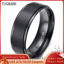 Tigrade 4/6/8/10mm Schwarz Titan Ring Mann Gebürstet Hochzeit Band Frauen Verlobung Ringe silber Farbe Bague Femme anneau bijoux