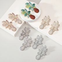 Böhmische, ananasförmige, übergroße Ohrringe, mehrfarbige Strasssteine, Retro, elegant, für Damen, Alltag, modisch, Party-Schmuck