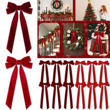 Aksamitne kokardy świąteczne Ozdoby na choinkę Girlanda na schody Wieniec Vintage kokardy z wstążki Dekoracje świąteczne DIY do wnętrz i na zewnątrz