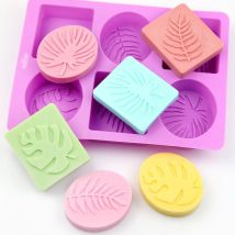 6-Gitter handgemachte Seife Silikonform quadratisch oval Blatt Muster Stil DIY Gips Backen Kuchenform hitzebeständiges Material Seifenform