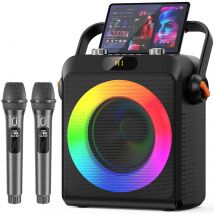 JYX Karaoke-Maschine mit 2 kabellosen Mikrofonen für Erwachsene, Außenbijection, unterstützt TV/AUX/USB/TF-Karte/Live (80 W)