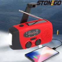 STONEGO 2000mA Radio di emergenza esterna Radio portatile per generazione di energia Prevenzione dei disastri Radio solare a manovella Radio AM/FM