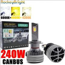 X8 240W LED Headlights 30000LM High Brightness Car Fog Light 4300K 6000K 3000K 3 Color Compatible with H7 H1 H11 9005 H4 12V 24V
