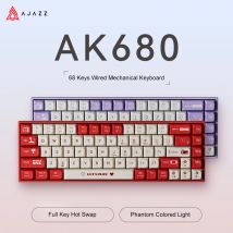 AJAZZ AK680 Mechaniczna klawiatura do gier ABS 68-klawiszowa przewodowa bezprzewodowa klawiatura Bluetooth Hot Swap Niestandardowa uszczelka do laptopa PC
