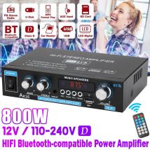 AK45/AK35 800W Amplificatore di potenza domestico 2 canali Bluetooth 5.0 Mini Hifi Amplificatore audio stereo digitale Supporto FM USB SD Ingresso microfono