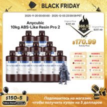 ANYCUBIC 10kg Ulepszona żywica do drukarki 3D ABS-Like Pro 2 Twardość i wytrzymałość 405nm Standardowy fotopolimer utwardzany promieniami UV
