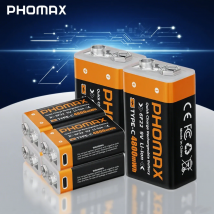 PHOMAX 9V Typ C USB Lithium-Ionen-Akku 4800mAh 6F22 Li-Ion wiederaufladbar für Rauchmelder Fabrik Großhandel