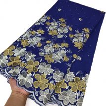 5 Yard trockener Spitzenstoff, neueste schwere Perlenstickerei, afrikanische 100 % Baumwolle, Schweizer Voile, beliebter Dubai-Stil für Party, Hochzeit