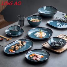 LingAo japanische Ofen-Keramikschüssel, Teller, Suppenschüssel, Heimset