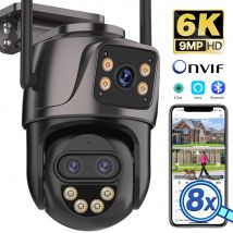 Kamera IP HD 6K 9MP Zewnętrzna Trójobiektywowa Kamera WiFi 4K/2K z Podwójnym Ekranem, Bezpieczeństwo, Kamera PTZ z Automatycznym Śledzeniem, Monitoring iCSee