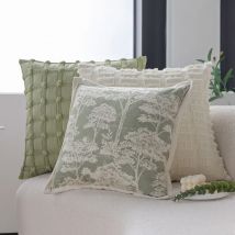 Boho-grüne dekorative Kissenbezüge 45,7 x 45,7 cm, Baum-Jacquard-Überwurf-Kissenbezüge, Bauernhaus-Dekor für Sofa, Couch, Kissenbezug
