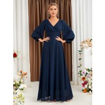 Uni thorse Laterne Ärmel Chiffon Brautjungfer Kleid