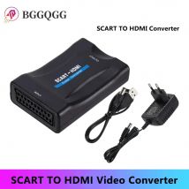 BGGQGG 1080P SCART Zu HDMI-kompatibel Video Audio Gehobenen Konverter Adapter für HD TV DVD für Sky Box STB Plug und Play DC Kabel