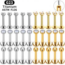 10PCS ASTM F136 G23 Titanium Piercing Labret Lip Ring Stud Earring CZ Ear Tragus Cartilage Helix Daith Pierc Jewelry 16/18/20g