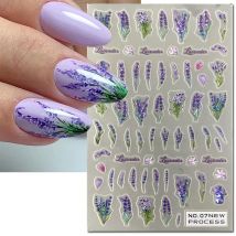 3D Nail Art Decals neue ultra dünne lila Blumen Lavendel Blumen selbst klebende Schieber Nagel aufkleber Dekoration für Maniküre