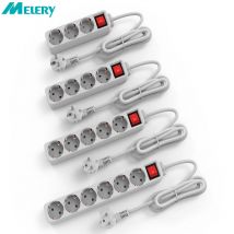 Melery Ciabatta Protezione contro le sovratensioni 3/4/5/6 AC Spina elettrica UE Presa di corrente Cavo di prolunga Adattatore Cavo di prolunga 1,5 m