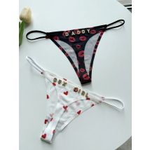 Benutzerdefinierte Tanga Name Brief Höschen Tanga Sexy Liebe Lippen Muster personalisierte G-String Freundin Frau Valentinstag Weihnachtsgeschenk
