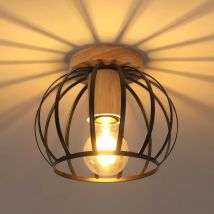 Plafoniera vintage, lampada da soffitto retrò con attacco E27, paralume da soffitto con gabbia metallica geometrica per corridoio, soffitta, balcone nero