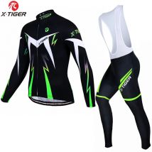 X-Tiger Radtrikot-Set, 5D-Gel-gepolsterte Trägerhose, atmungsaktiv, schnell trocknend, langärmelig, Fahrradbekleidung, Sommer-Fahrradanzüge