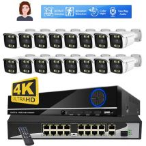 16CH 4K System kamer bezpieczeństwa 8MP wykrywanie twarzy kolor noc kamera IP POE 2K dwukierunkowy Audio domu wideo CCTV nadzoru zestaw monitoringu NVR