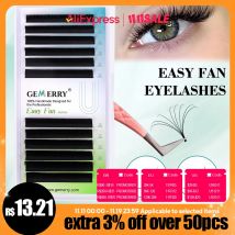 Gemerry Easy Fan Eyelash Extensions D Curl W Shape Flowering Self-Making Fan Lashes Volume Eyelashes Faux Mink Makeup Tool