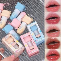 JOJO DAIRY Cute Bear Light-transparente Lip Glaze, 6-Farben-Anhänger wässriger, glänzender Lipgloss, leichter, feuchtigkeitsspendender, feuchtigkeitsspendender Lipgloss