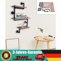 Mensola portaoggetti a parete, mensole galleggianti industriali a 3 livelli, mensola per montaggio a parete a 3 piani con staffa in legno