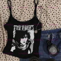 Vintage Y2k 90er Jahre schlanke sexy Tops Harajuku Gothic Grafik Black Rock Hip Hop ärmellose Streetwear Dark Punk Club Casual Tank Top