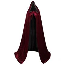 Adult Hooded Cloak Long Velvet Cape Robe Green Black Red Halloween Carnival Purim Coats Medieval Witch Wicca Vampire Costume