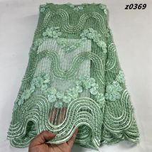 Afrikanischer nigerianischer Tüll-Spitzenstoff, hohe Qualität, Pailletten-Stickerei, Perlen, französisches Guipure-Hochzeitsfestkleid, 5 Yards, 2024