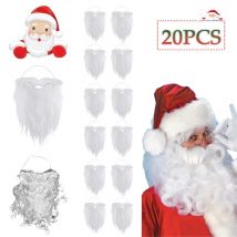 20PCS Lustige Große Santa Bart Kostüm Gefälschte Weiße Bart Weihnachten Santa Claus Cosplay Zubehör für Kinder Erwachsene Weihnachten Party Versorgung