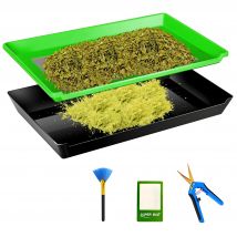 Zestaw tacki do przycinania z tacą do przycinania 12" x 20", sitko przeciwpyłkowe 150 mikronów, dolny pojemnik na zbiorcę, nożyczki, przesiewacz do suszenia kwiatów i ziół