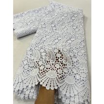 Weißer afrikanischer Guipure-Wasserstoff, Spitze, Pailletten, hochwertige Brautkleider, nigerianischer, löslicher Spitzenstoff für Frauen, 2,5 Yards 4078