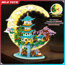 4288 stück Micro Bausteine Mond Legende Guanghan Fee Palace Led-leuchten Baum Haus Kinder Montage Spielzeug Erwachsene Weihnachten Geschenke