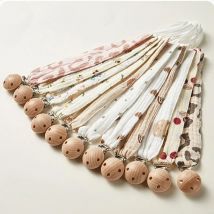 1pc Neue Druck Baumwolle Gaze Baby Schnuller Clip Kette Sicher Holz Neugeborenen Schnuller Nippel Halter Clips Anti-drop schnull