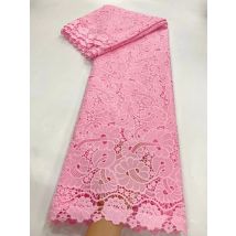 Afrikanischer nigerianischer Pailletten-Baumwollstickerei-Organza-Spitzenstoff, Tüll-Hochzeitskleid, hohe Qualität, 5 Yards, 2025, JL507