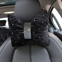 1PC Mode Diamant Bogen Form Auto Hals Kissen Strass Auto Kopfstütze Sitz Unterstützung Taille Kissen Auto Innen Zubehör