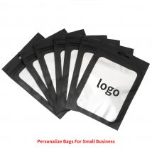 100 Uds. Logotipo personalizado colgante pequeño reutilizable con cierre de cremallera bolsa de plástico autosellante bolsa de regalo paquetes personalizados para pequeñas empresas