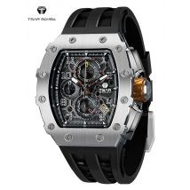 TSAR BOMBA Watch for Men Luxury Brand Tonneau Design Waterproof Clock Stainless Steel Wristwatch Fashion Rectangle Mens Watch