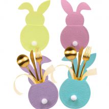 4 Stücke Messer Gabeln Kaninchen Kaninchen Taschen Bunte Vlies Tasche für Frohe Ostern Home Party Decor Messer Gabeln Halter Kinder Geschenke