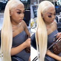 38 Inch 613 Straight Human Hair Wig With Baby Hair 13x4 Hd Lace 613 Blonde Wig Pre Plucked Bleached Knots 220 Density For Women