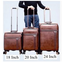 Men 20 Inch Rolling Travel Luggage PU Leather Suitcase 24 Inch Travel Trolley baggage bag Trolley Bag 18 Inch Spinner Suitcase