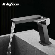 Rubinetto per lavabo grigio pistola Lavabo da bagno in ottone Cascata Miscelatore acqua calda e fredda Gru monocomando Miscelatore nero cromato