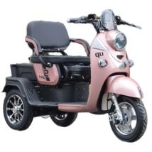 Rosa Elektro-Dreirad, 3-Rad-Elektroroller, 3 Personen, All-Terrain für Erwachsene mit Rücksitz, 1200 W, 72 V, Senior-Mobilitätsroller