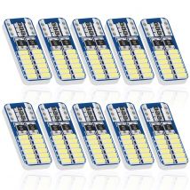 2/6/10/20PCS T10 W5W LED Oświetlenie wnętrza samochodu T10 24 SMD 3014 Chip Ciepła biała lodowa niebieska lampa obrysowa Żarówka samochodowa do przyrządów