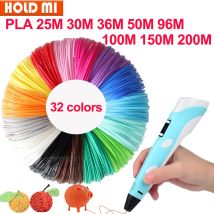Farbiges PLA-Filament für den 3D-Stiftdruck, 32 Farben, 25 m, 30 m, 36 m, 50 m, 100 m, 200 m, sichere Kunststoffmine für 3D-Kinderdruckstift