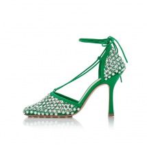 Estate nuova testa quadrata Baotou sandali stringati con strass in rete tacco alto a spillo abito versatile quotidiano scarpe basse da donna di grandi dimensioni