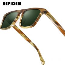 HEPIDEM Acetat Polarisierte Sonnenbrille Herren Vintage Quadratisch Trendy Berühmte Luxusmarke Designer Transparente Sonnenbrille y2k 9283